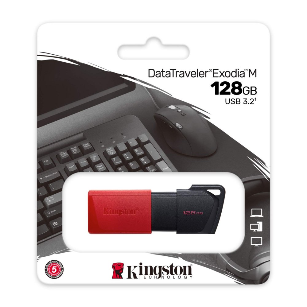 Kingston DataTraveler Exodia M | 128GB USB-A 3.2 Flash Drive | Zwart/Rood 3 Kingston DataTraveler Exodia M | 128GB USB-A 3.2 Flash Drive | Zwart/Rood - Afbeelding 3