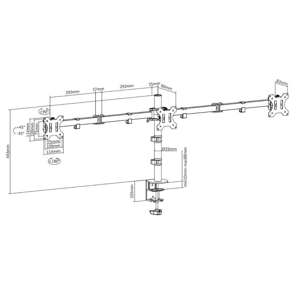 ACT AC8303 | Verstelbare Monitor-bureaubeugel | Tot 27" | Max 7kg | VESA 100x100 | 2 Monitoren 6 ACT AC8303 | Verstelbare Monitor-bureaubeugel | Tot 27" | Max 7kg | VESA 100x100 | 2 Monitoren - Afbeelding 6