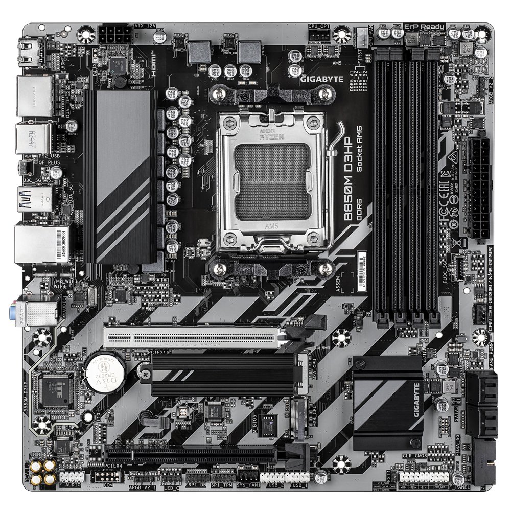 Gigabyte B850M D3HP | Socket AM5 | AMD B850 | 4xDDR5 | Micro ATX | Moederbord 4 Gigabyte B850M D3HP | Socket AM5 | AMD B850 | 4xDDR5 | Micro ATX | Moederbord - Afbeelding 4