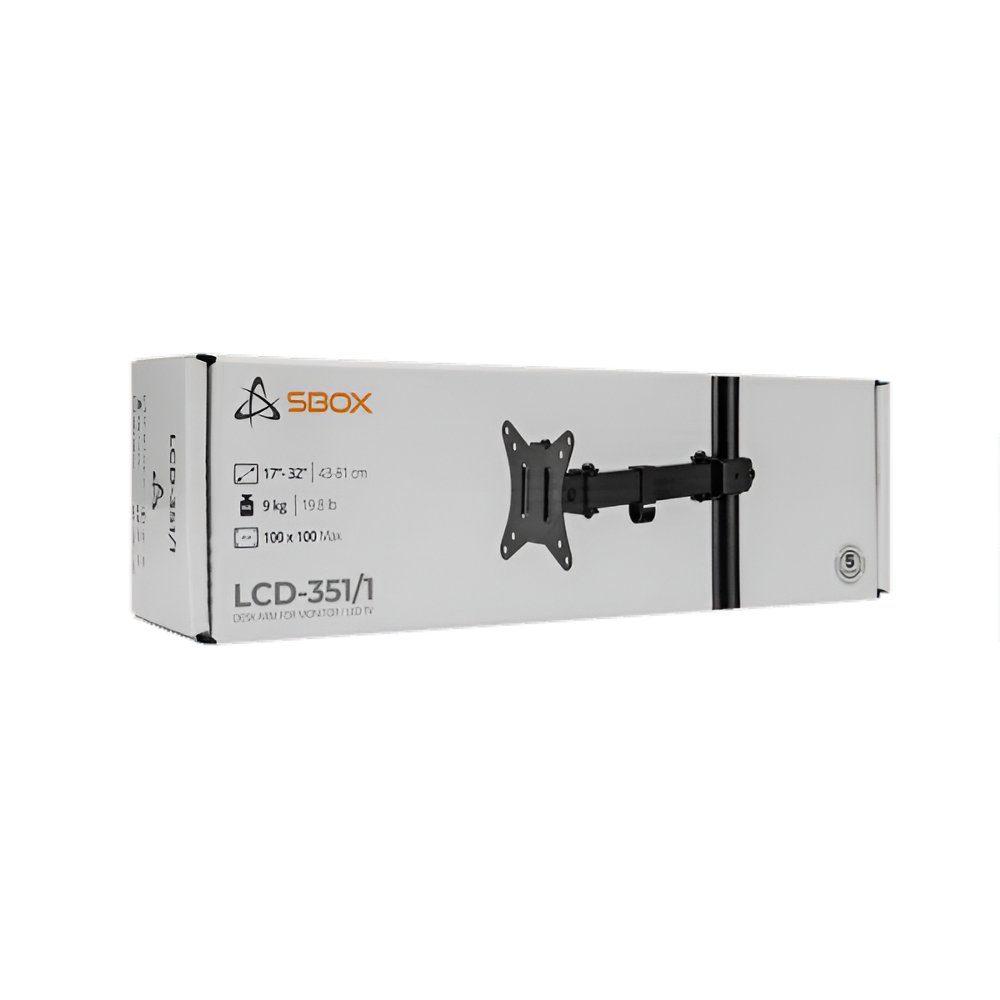 SBOX LCD-351/1-2 | Verstelbare Monitor-bureaubeugel | Tot 32" | Max 9kg | VESA 100x100 | 1 Monitor 7 SBOX LCD-351/1-2 | Verstelbare Monitor-bureaubeugel | Tot 32" | Max 9kg | VESA 100x100 | 1 Monitor - Afbeelding 7