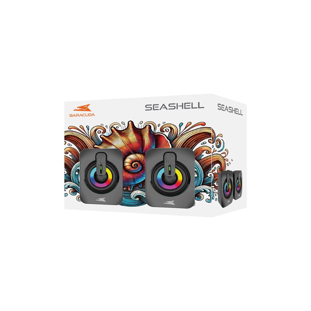 Baracuda SEASHELL Rainbow | 2.0 Stereo Luidsprekerset USB | 2x3000mW | Zwart 9 Baracuda SEASHELL Rainbow | 2.0 Stereo Luidsprekerset USB | 2x3000mW | Zwart - Afbeelding 9