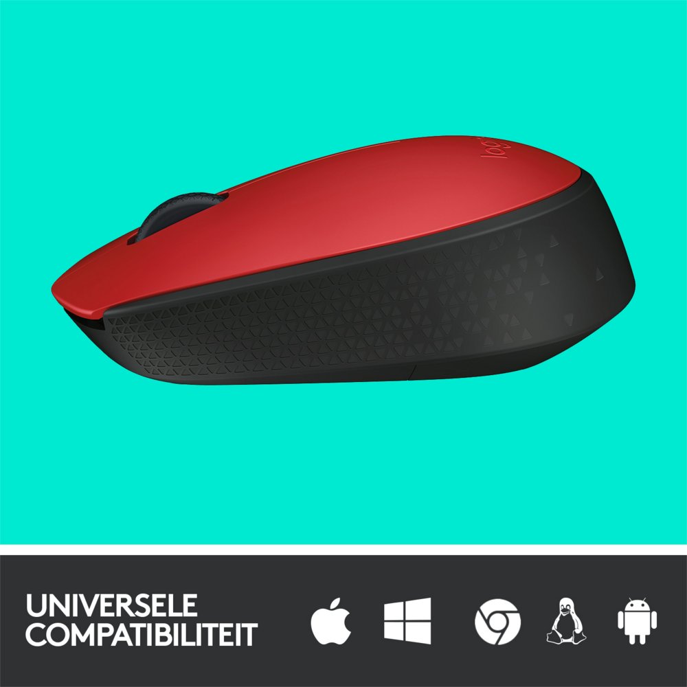 Logitech M171 | Draadloze Muis | Links- en Rechtshandig | RF | 1000 DPI | Rood/Zwart 5 Logitech M171 | Draadloze Muis | Links- en Rechtshandig | RF | 1000 DPI | Rood/Zwart - Afbeelding 5
