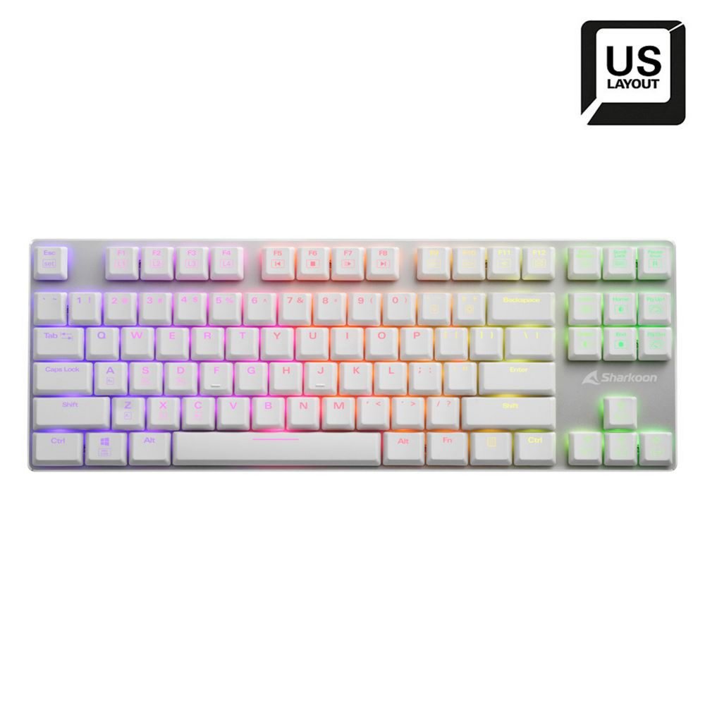 Sharkoon PureWriter TKL RGB Wit | Bedraad Toetsenbord | QWERTY US 2 Sharkoon PureWriter TKL RGB Wit | Bedraad Toetsenbord | QWERTY US - Afbeelding 2