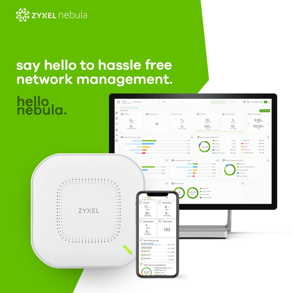 Zyxel Nebula NWA110AX | WiFi 6 Indoor Access Point | 1775 Mbit/s | PoE+ / 12 V DC | Inclusief Montagebeugel 10 Zyxel Nebula NWA110AX | WiFi 6 Indoor Access Point | 1775 Mbit/s | PoE+ / 12 V DC | Inclusief Montagebeugel - Afbeelding 10
