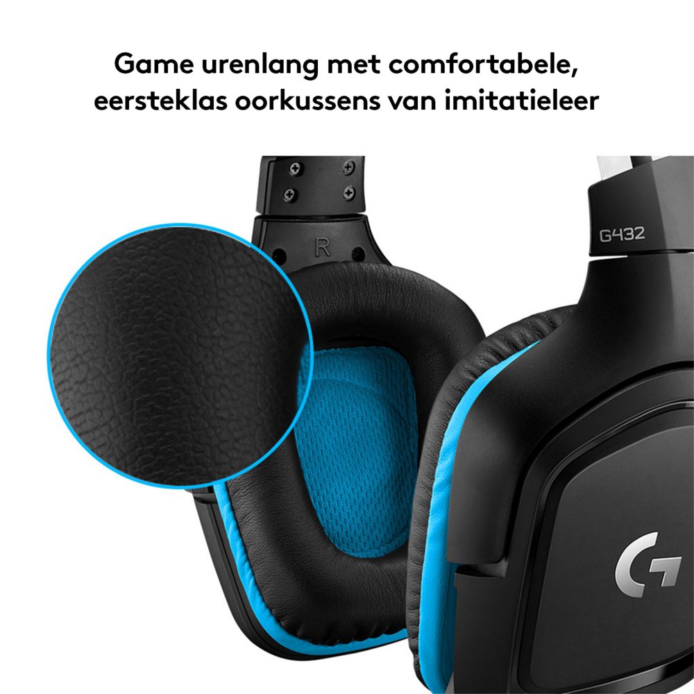 Logitech G432 | Bedrade Over-ear Gaming Headset 3.5mm Connector | 7.1 Surround | Zwart/Blauw 13 Logitech G432 | Bedrade Over-ear Gaming Headset 3.5mm Connector | 7.1 Surround | Zwart/Blauw - Afbeelding 13