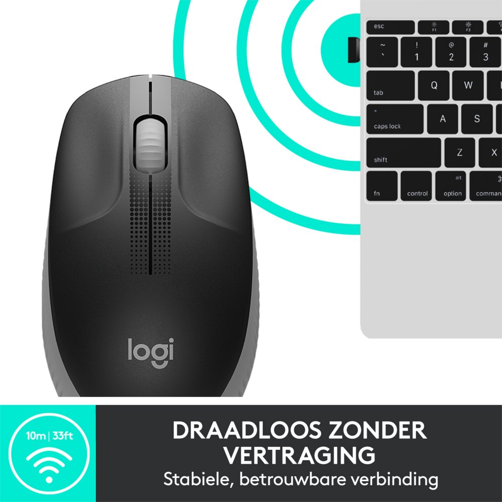 Logitech M190 | Draadloze Muis | Links- en Rechtshandig | RF | 1000 DPI | Grijs 6 Logitech M190 | Draadloze Muis | Links- en Rechtshandig | RF | 1000 DPI | Grijs - Afbeelding 6