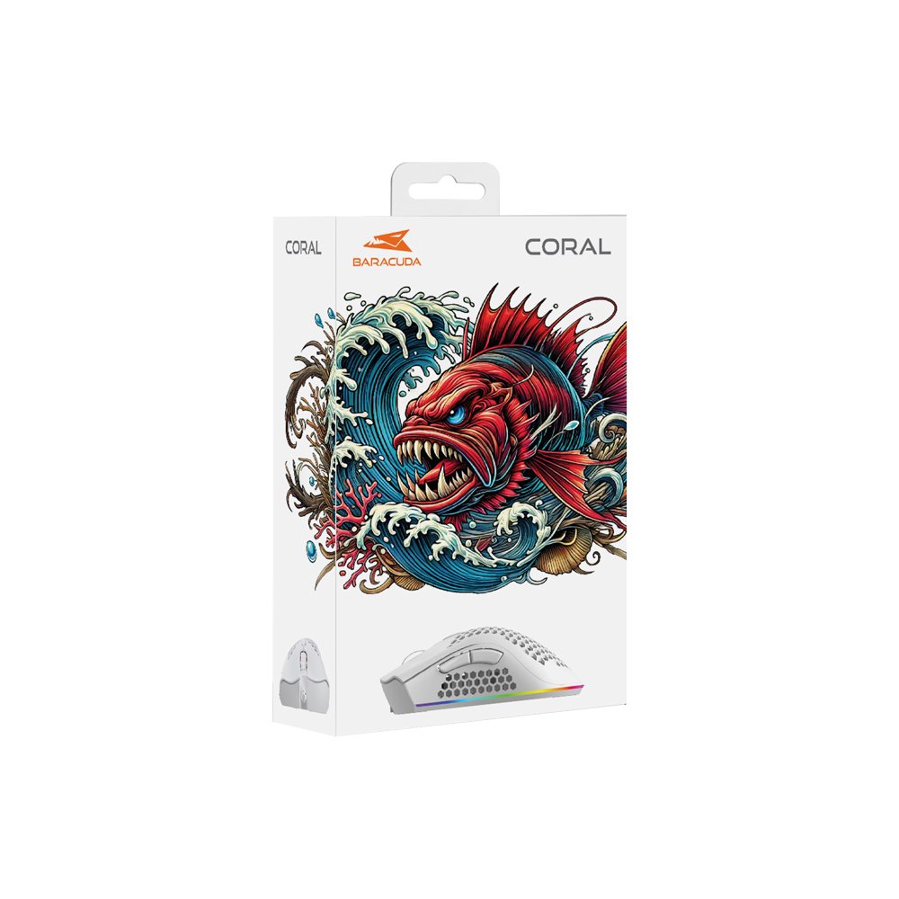 Baracuda CORAL RGB | Bedrade Gaming Muis | USB-A | 12800 DPI | Wit 6 Baracuda CORAL RGB | Bedrade Gaming Muis | USB-A | 12800 DPI | Wit - Afbeelding 6