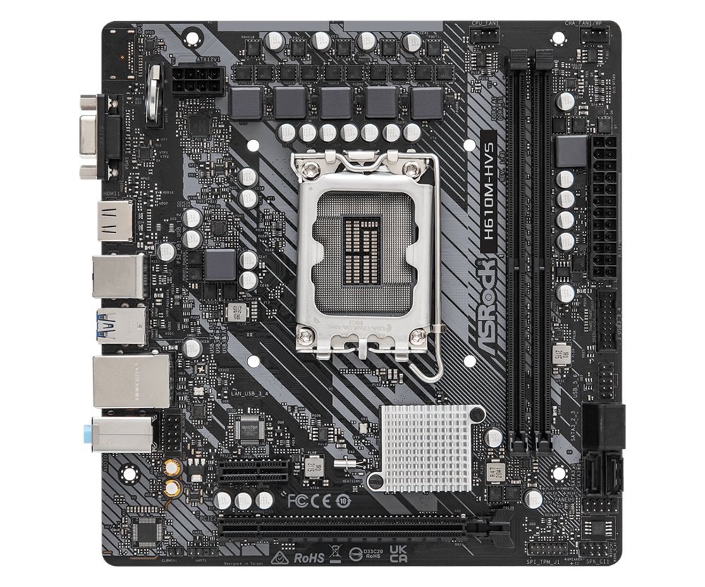 Asrock H610M-HVS Intel H610 | Socket LGA 1700 | Intel H610 | 2xDDR4 | Micro-ATX | Moederbord 2 Asrock H610M-HVS Intel H610 | Socket LGA 1700 | Intel H610 | 2xDDR4 | Micro-ATX | Moederbord - Afbeelding 2