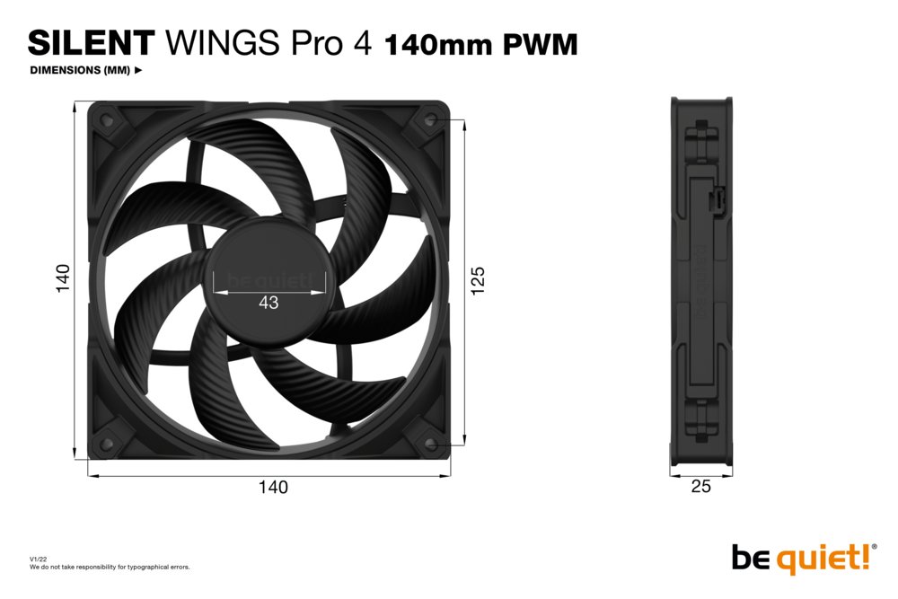 be quiet! Silent Wings Pro 4 | 140mm PWM Case Fan | Zwart 6 be quiet! Silent Wings Pro 4 | 140mm PWM Case Fan | Zwart - Afbeelding 6