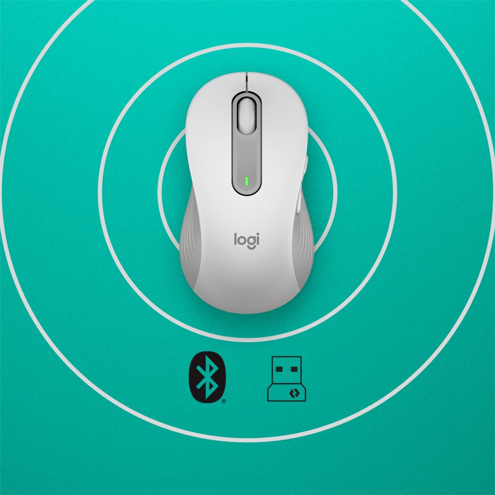 Logitech Signature M650 | Draadloze Muis | Linkshandig | RF + Bluetooth | 2000 DPI | Wit 5 Logitech Signature M650 | Draadloze Muis | Linkshandig | RF + Bluetooth | 2000 DPI | Wit - Afbeelding 5