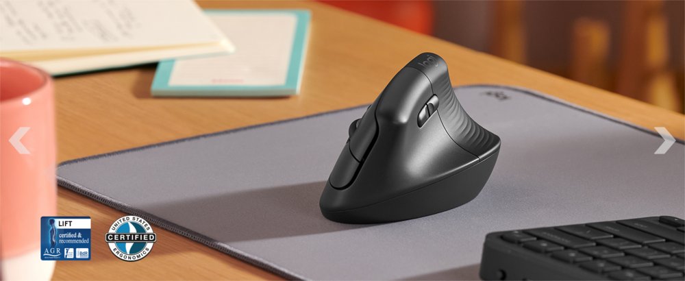 Logitech Lift | Ergonomische Draadloze Muis | Rechtshandig | RF + Bluetooth | 4000 DPI | Grafiet 13 Logitech Lift | Ergonomische Draadloze Muis | Rechtshandig | RF + Bluetooth | 4000 DPI | Grafiet - Afbeelding 13