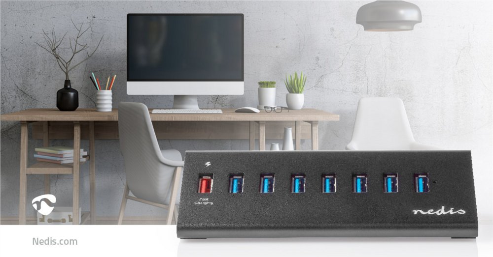 Nedis UHUBUP3810BK interface hub USB 3.2 Gen 1 (3.1 Gen 1) | 8 poorten | Zwart 14 Nedis UHUBUP3810BK interface hub USB 3.2 Gen 1 (3.1 Gen 1) | 8 poorten | Zwart - Afbeelding 14