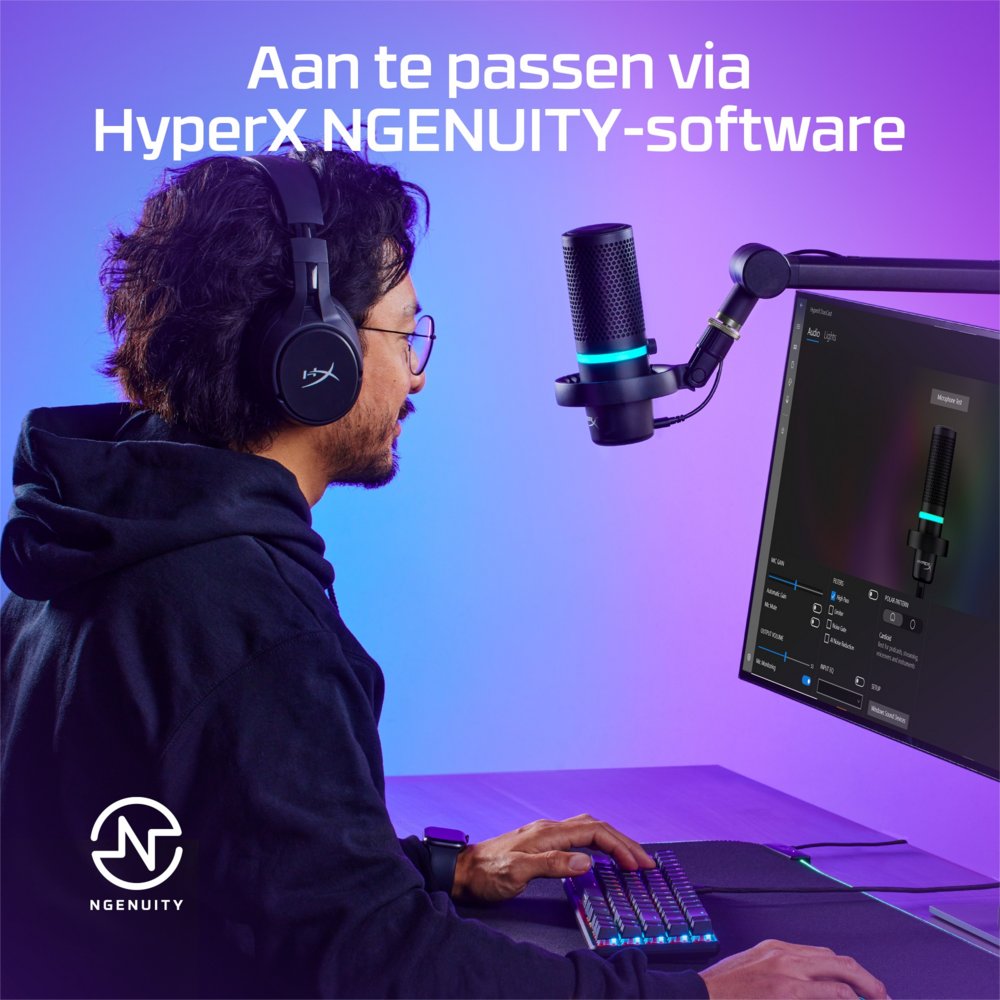 HyperX DuoCast | USB-microfoon | RGB-verlichting | Voor pc en console | Zwart 10 HyperX DuoCast | USB-microfoon | RGB-verlichting | Voor pc en console | Zwart - Afbeelding 10