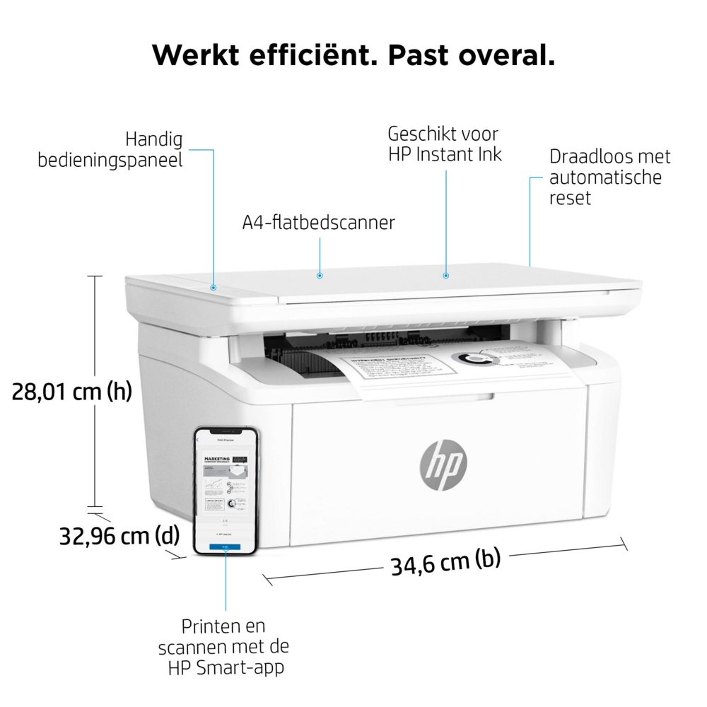 HP LaserJet Pro MFP M140w | All-in-One Laserprinter | A4 | 600 x 600 DPI | Wi-Fi | Zwart/Wit 9 HP LaserJet Pro MFP M140w | All-in-One Laserprinter | A4 | 600 x 600 DPI | Wi-Fi | Zwart/Wit - Afbeelding 9