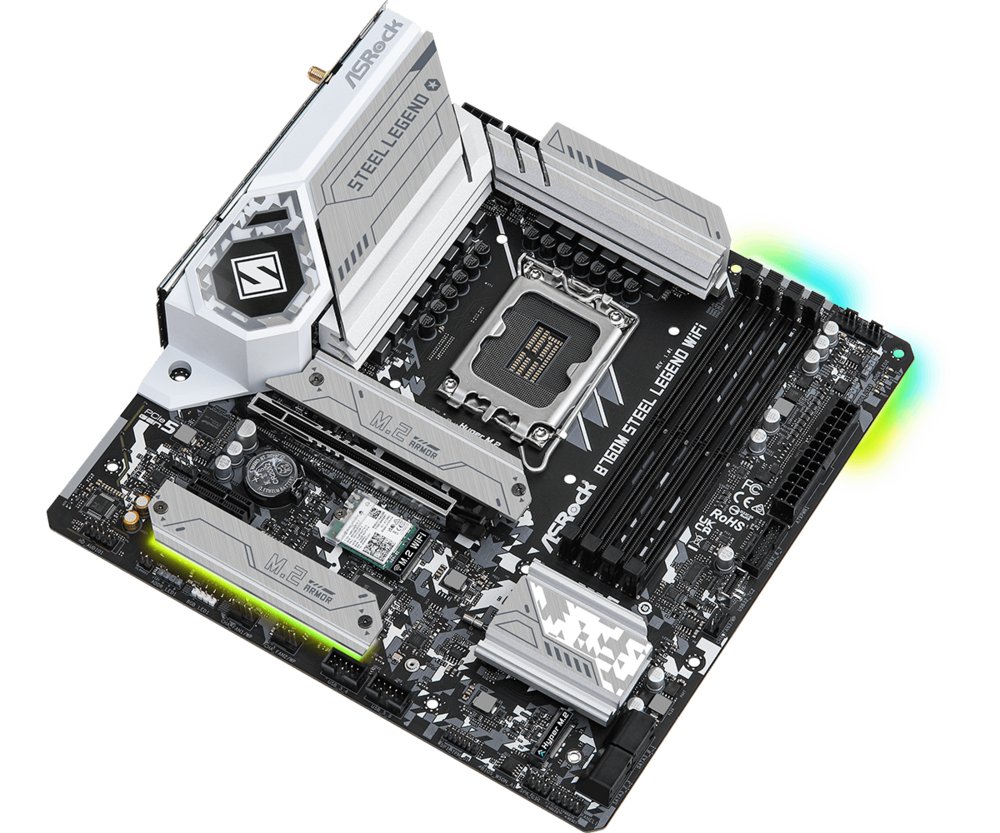 Asrock B760M Steel Legend WiFi | Socket LGA 1700 | Intel B760 | 4xDDR5 | Micro-ATX | Moederbord 3 Asrock B760M Steel Legend WiFi | Socket LGA 1700 | Intel B760 | 4xDDR5 | Micro-ATX | Moederbord - Afbeelding 3