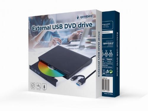 Gembird DVD-USB-031 | Externe DVD-Brander | 8x DVD | 24x CD | USB-C & USB 3.1 | Slimline | Zwart 3 Gembird DVD-USB-031 | Externe DVD-Brander | 8x DVD | 24x CD | USB-C & USB 3.1 | Slimline | Zwart - Afbeelding 3