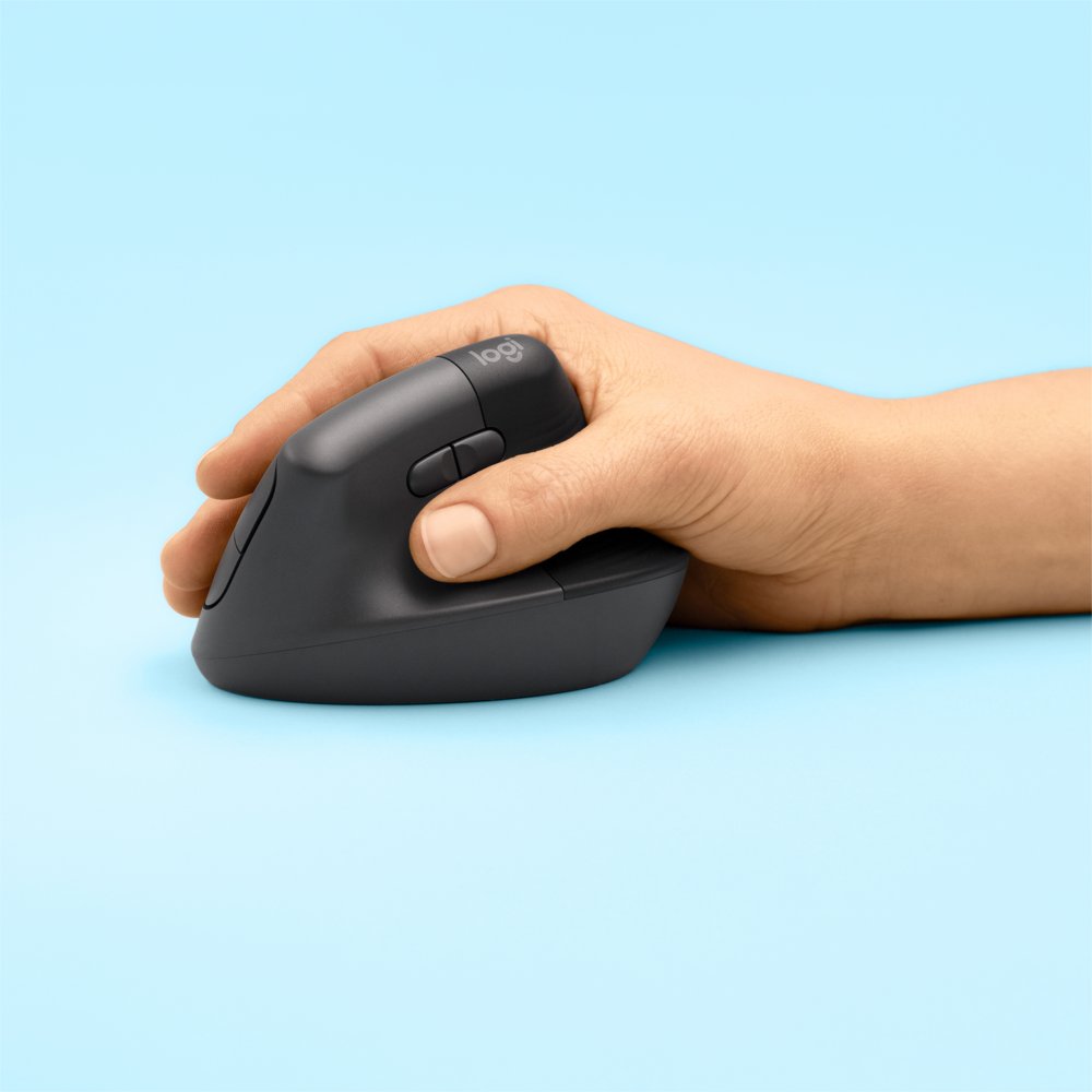 Logitech Lift | Ergonomische Draadloze Muis | Rechtshandig | RF + Bluetooth | 4000 DPI | Grafiet 3 Logitech Lift | Ergonomische Draadloze Muis | Rechtshandig | RF + Bluetooth | 4000 DPI | Grafiet - Afbeelding 3