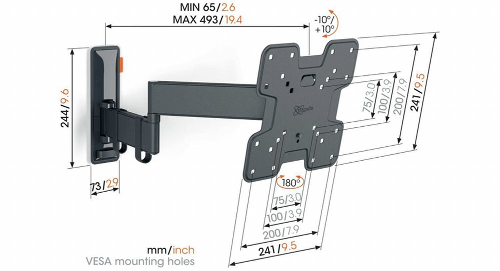 Vogel's Comfort TVM3245 | Draai- en kantelbare TV-beugel | 19-43" | max 15kg | VESA 400x400 6 Vogel's Comfort TVM3245 | Draai- en kantelbare TV-beugel | 19-43" | max 15kg | VESA 400x400 - Afbeelding 6