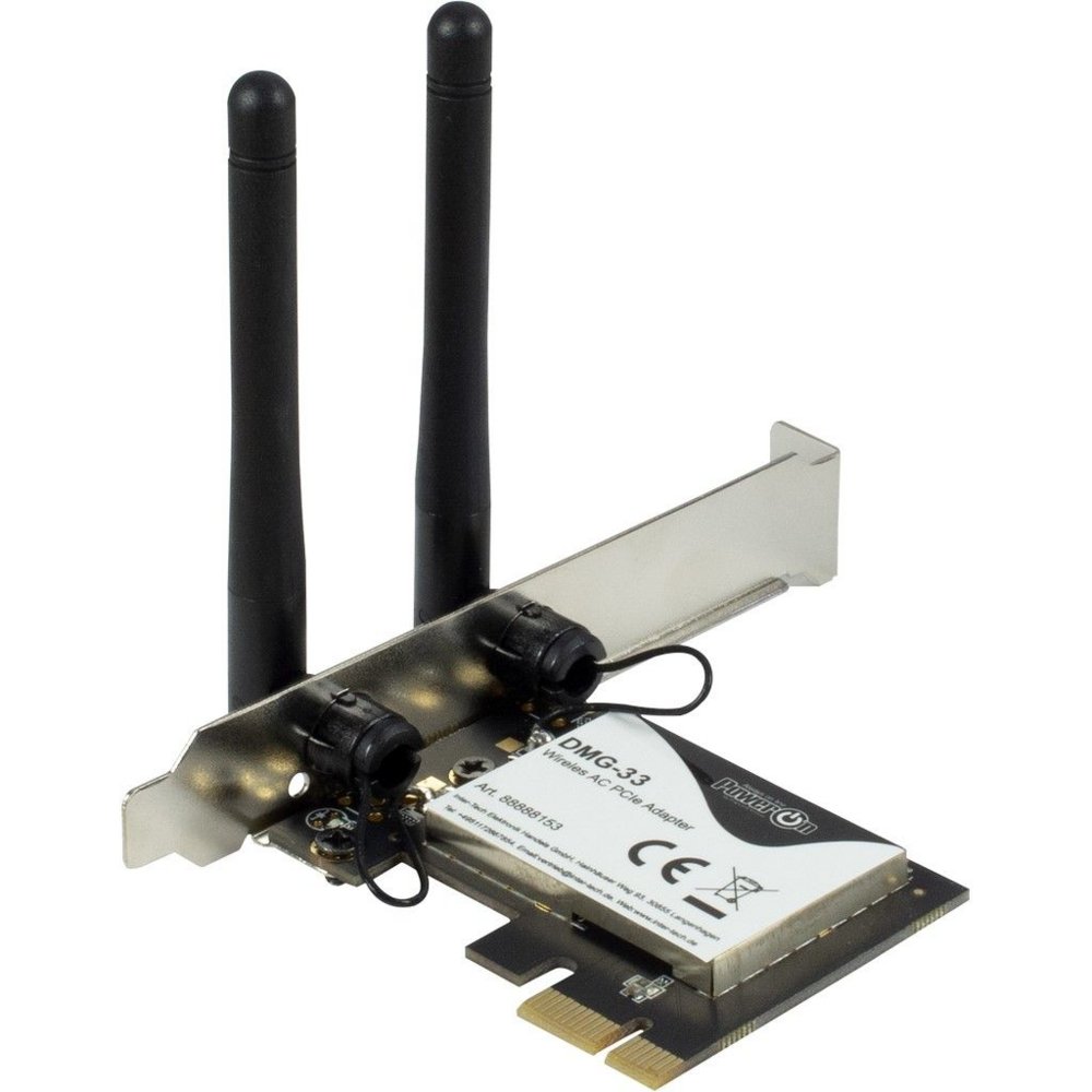 Inter-Tech DMG-33 | Wi-Fi 5 PCIe Adapter | Dual-band (2,4 GHz / 5 GHz) | 1300 Mbps | PCIe x1 2 4 GHz / 5 GHz) | 1300 Mbps | PCIe x1