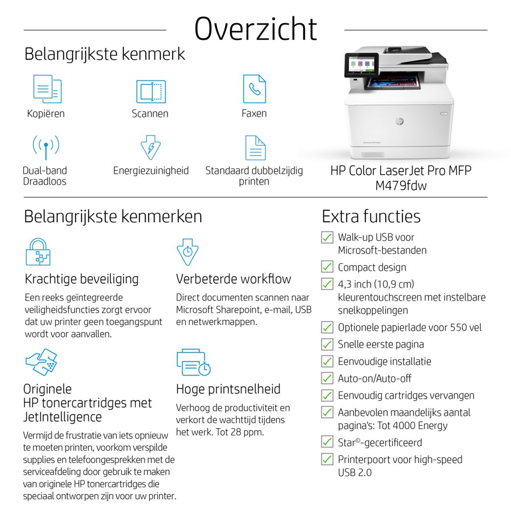 HP Color LaserJet Pro MFP M479fdw | All-in-One Laserprinter | A4 | 600 x 600 DPI | Wi-Fi | Kleur 9 HP Color LaserJet Pro MFP M479fdw | All-in-One Laserprinter | A4 | 600 x 600 DPI | Wi-Fi | Kleur - Afbeelding 9