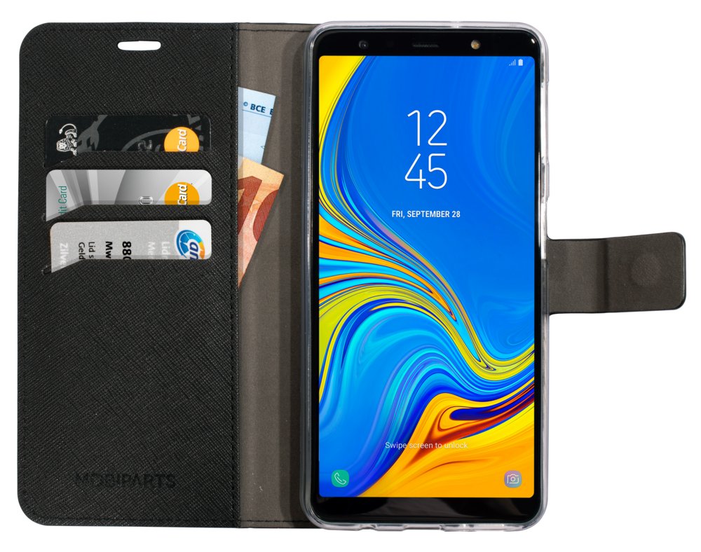 Mobiparts Saffiano Wallet Case | Samsung Galaxy A7 (2018) | Black 4 Mobiparts Saffiano Wallet Case | Samsung Galaxy A7 (2018) | Black - Afbeelding 4