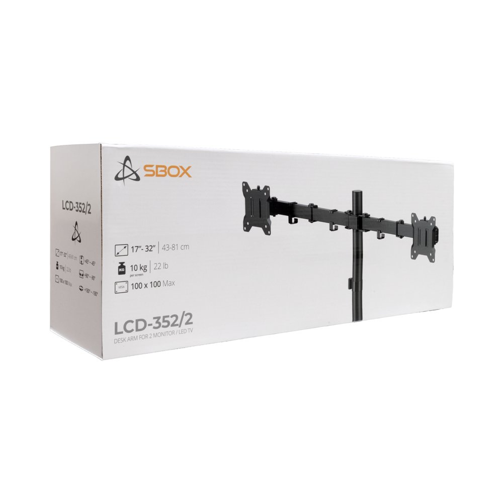 Sbox Desktop Dual Arm | Monitorarm 17 tot 32 inch | VESA 75x75 en 100x100 | 2x Max. 9 kg 4 Sbox Desktop Dual Arm | Monitorarm 17 tot 32 inch | VESA 75x75 en 100x100 | 2x Max. 9 kg - Afbeelding 4