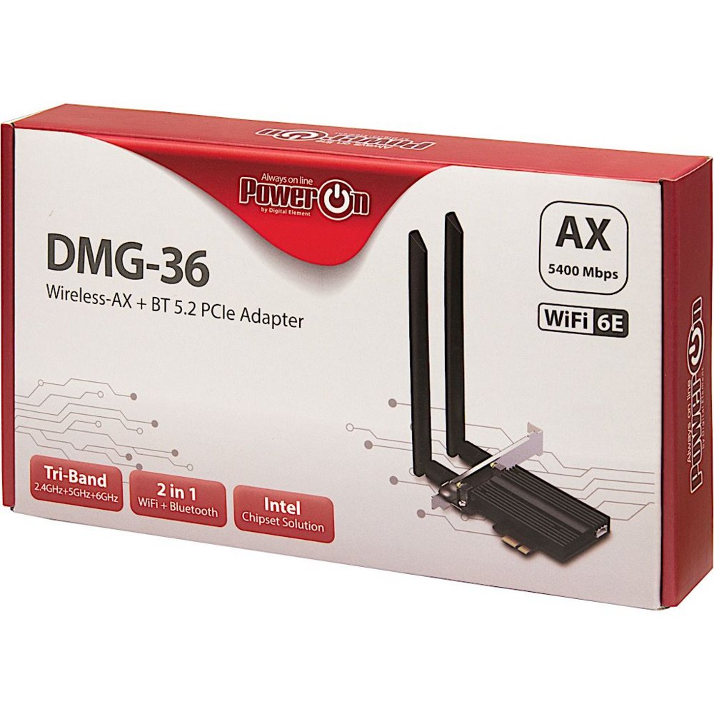 Inter-Tech DMG-36 Interne Adapter | WLAN: 802.11 a/b/g/n/ac/ax (Wi-Fi 6E) | Tot 5400 Mbit/s | Bluetooth 5.2 3 Inter-Tech DMG-36 Interne Adapter | WLAN: 802.11 a/b/g/n/ac/ax (Wi-Fi 6E) | Tot 5400 Mbit/s | Bluetooth 5.2 - Afbeelding 3