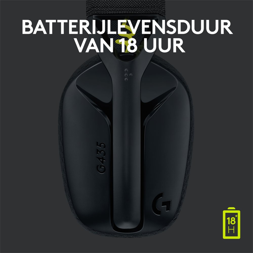 Logitech G435 Wireless Gaming Headset | Bluetooth & Lightspeed | Hoofdband | Zwart 12 Logitech G435 Wireless Gaming Headset | Bluetooth & Lightspeed | Hoofdband | Zwart - Afbeelding 12