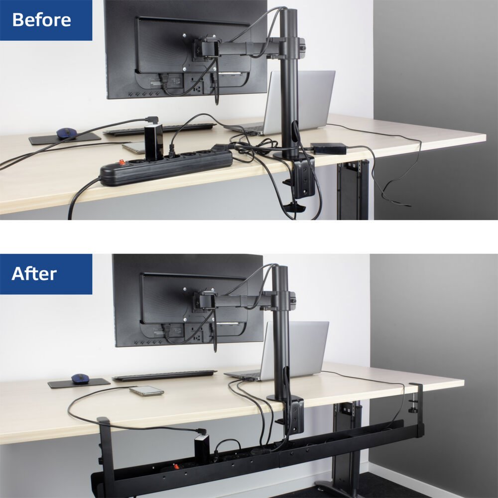 ACT Verstelbare Kabelgoot | Onder-bureau montage | Kabelmanagement | Metaal | Zwart 4 ACT Verstelbare Kabelgoot | Onder-bureau montage | Kabelmanagement | Metaal | Zwart - Afbeelding 4