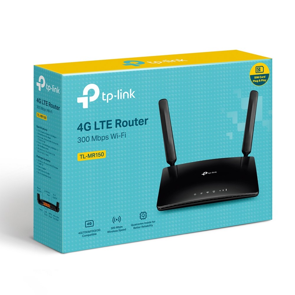 TP-Link TL-MR150 | 4G LTE Router | WiFi 4 (802.11n) | Fast Ethernet | Single-band (2,4 GHz) | Zwart 4 TP-Link TL-MR150 | 4G LTE Router | WiFi 4 (802.11n) | Fast Ethernet | Single-band (2,4 GHz) | Zwart - Afbeelding 4