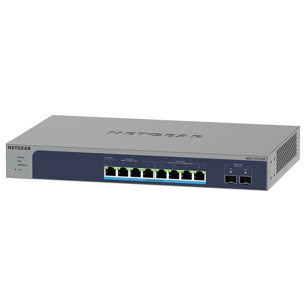 Netgear MS510TXUP-100EUS | Managed Smart Switch | 8 Poorten | Multi-Gigabit/10G Ethernet | Ultra60 PoE++ (295W) | 2x 10G SFP+ | Rackmount | Grijs 1 Netgear MS510TXUP-100EUS | Managed Smart Switch | 8 Poorten | Multi-Gigabit/10G Ethernet | Ultra60 PoE++ (295W) | 2x 10G SFP+ | Rackmount | Grijs