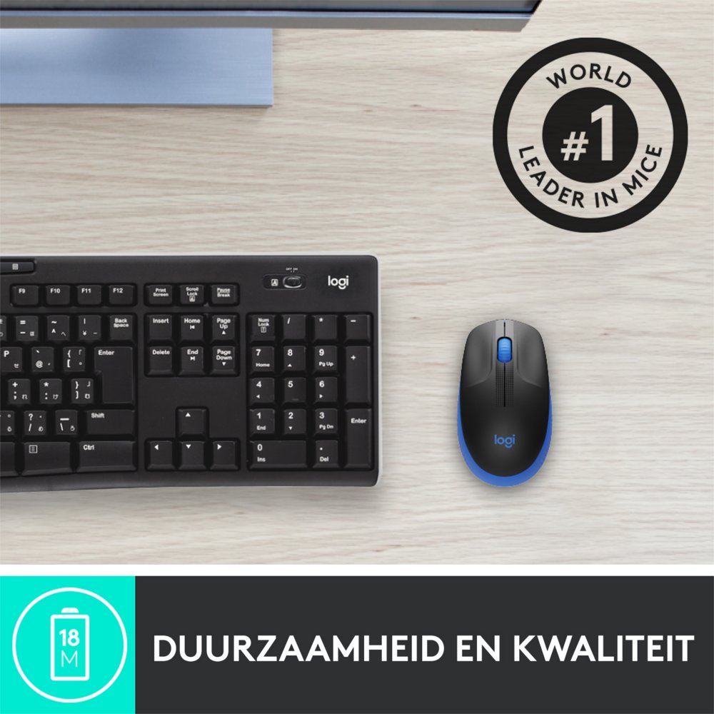 Logitech M190 | Draadloze Muis | Links- en Rechtshandig | RF | 1000 DPI | Zwart/Blauw 9 Logitech M190 | Draadloze Muis | Links- en Rechtshandig | RF | 1000 DPI | Zwart/Blauw - Afbeelding 9
