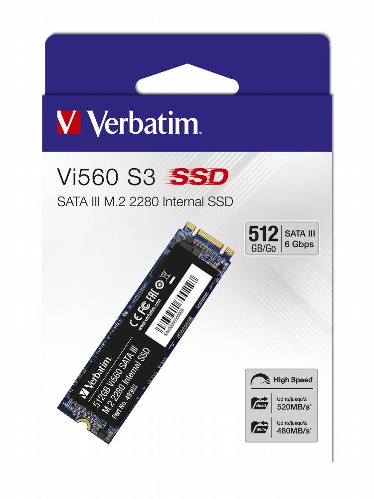 Verbatim Vi560 | 512GB SATA SSD | M.2 | 560MB/s Lezen | 520MB/s Schrijven 1 Verbatim Vi560 | 512GB SATA SSD | M.2 | 560MB/s Lezen | 520MB/s Schrijven