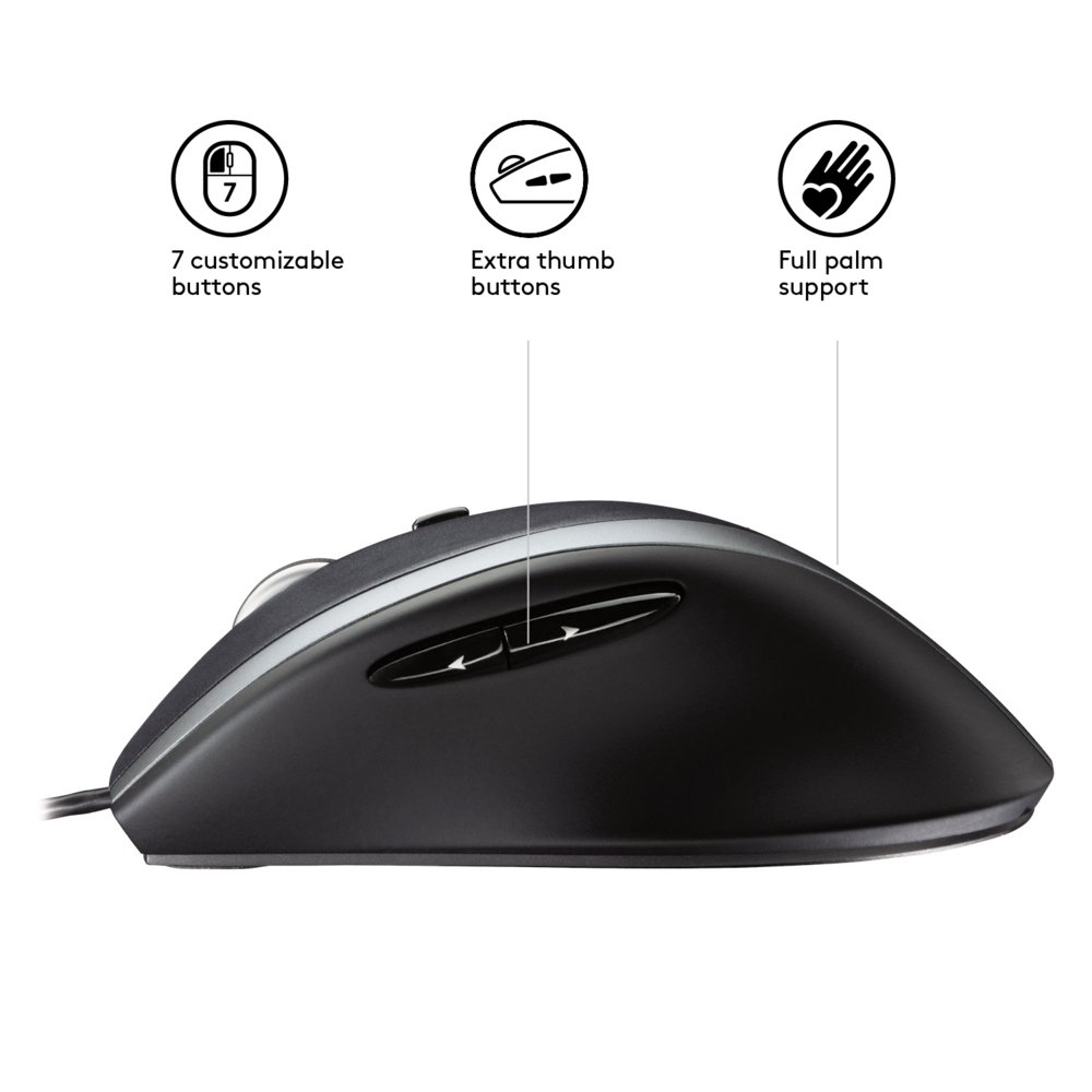 Logitech M500 | 1000 DPI Laser Sensor | Bedrade USB Muis | 7 Knoppen | Supersnel Scrollwiel | Rechtshandig | Zwart 5 Logitech M500 | 1000 DPI Laser Sensor | Bedrade USB Muis | 7 Knoppen | Supersnel Scrollwiel | Rechtshandig | Zwart - Afbeelding 5