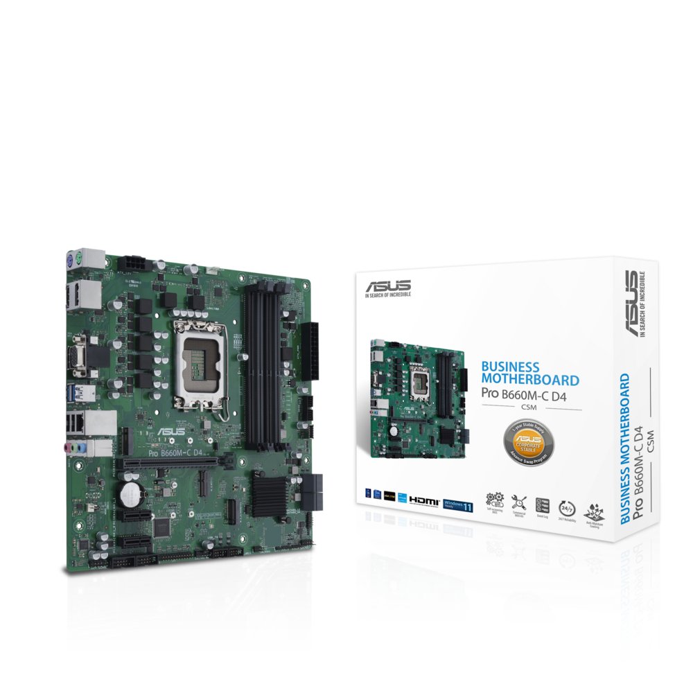 ASUS PRO B660M-C D4-CSM | Socket LGA 1700 | Intel B660 | 4xDDR4 | Micro-ATX | Moederbord 5 ASUS PRO B660M-C D4-CSM | Socket LGA 1700 | Intel B660 | 4xDDR4 | Micro-ATX | Moederbord - Afbeelding 5