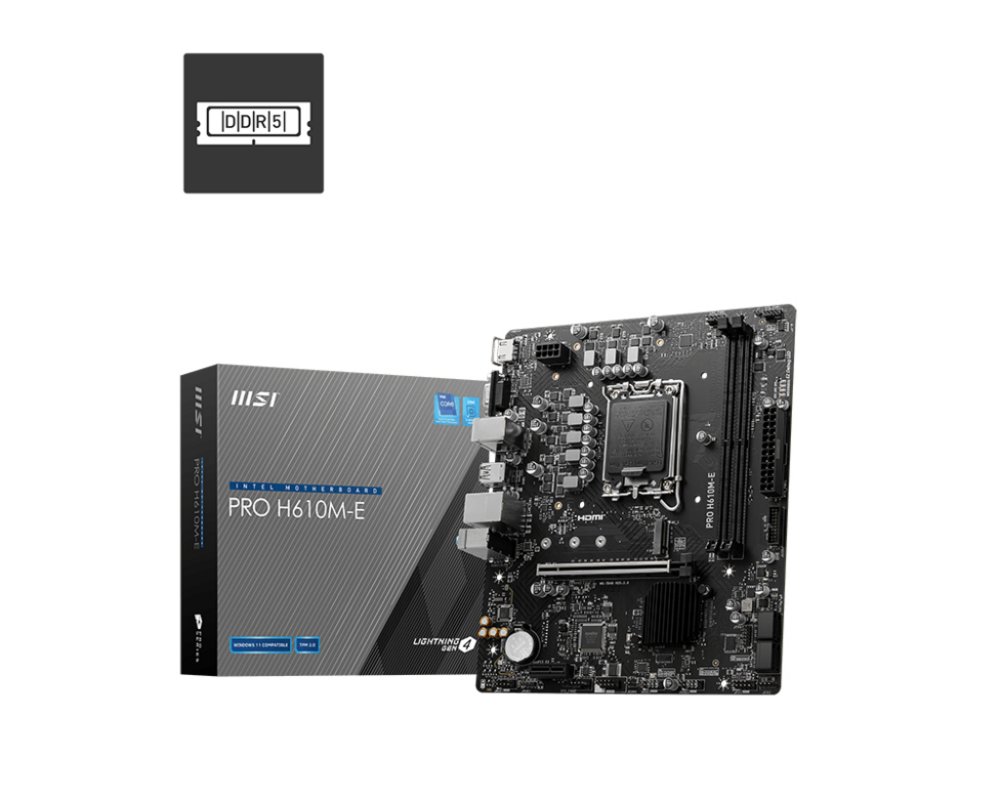 MSI PRO H610M-E | Socket LGA 1700 | Intel H610 | 2xDDR5 | Micro-ATX | Moederbord 1 MSI PRO H610M-E | Socket LGA 1700 | Intel H610 | 2xDDR5 | Micro-ATX | Moederbord