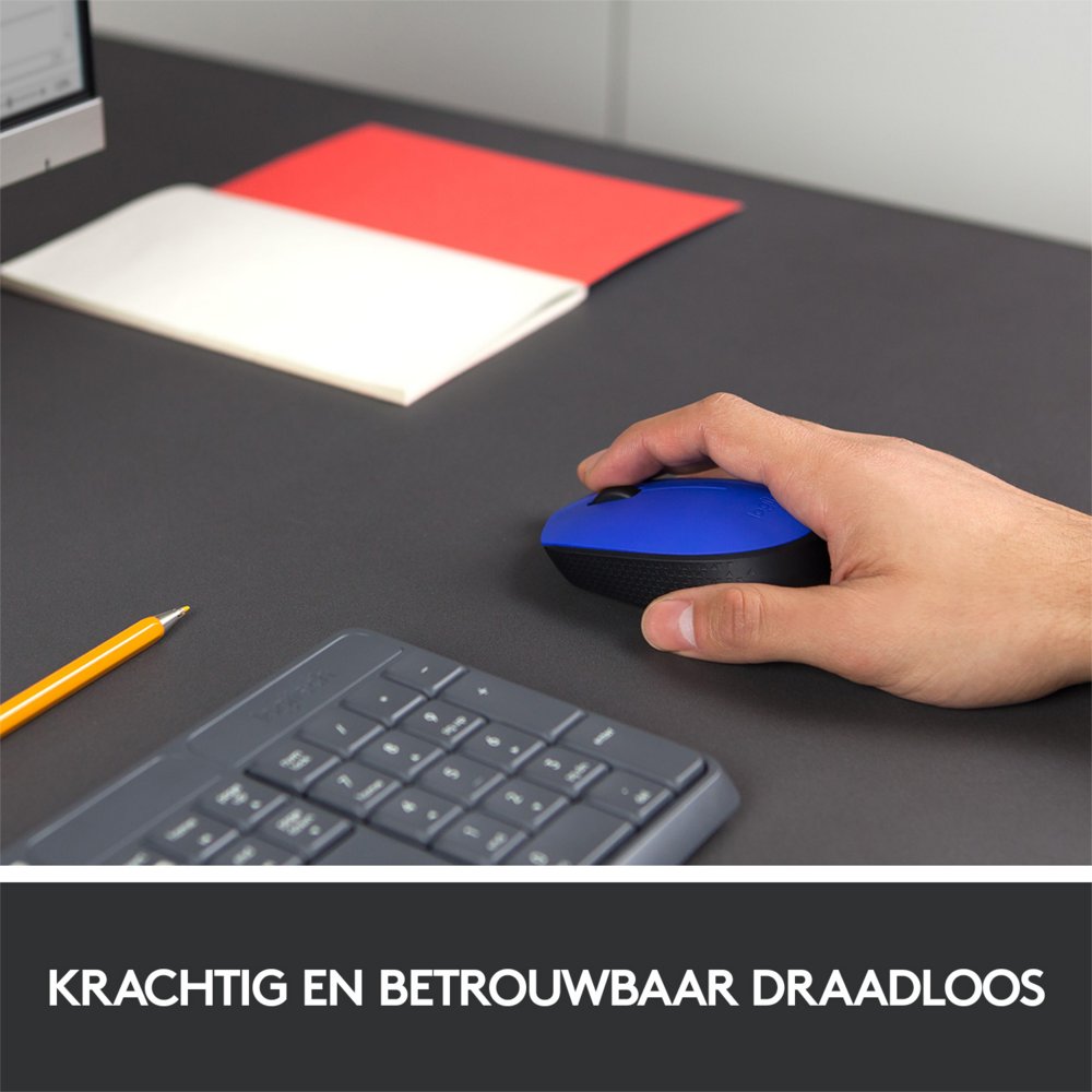 Logitech M171 | Draadloze Muis | Links- en Rechtshandig | RF | 1000 DPI | Zwart/Blauw 3 Logitech M171 | Draadloze Muis | Links- en Rechtshandig | RF | 1000 DPI | Zwart/Blauw - Afbeelding 3