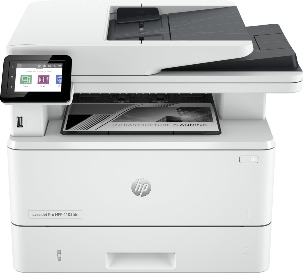 HP LaserJet Pro MFP 4102fdn AiO | 1200 x 1200 DPI | Zwart/Wit 1 HP LaserJet Pro MFP 4102fdn AiO | 1200 x 1200 DPI | Zwart/Wit