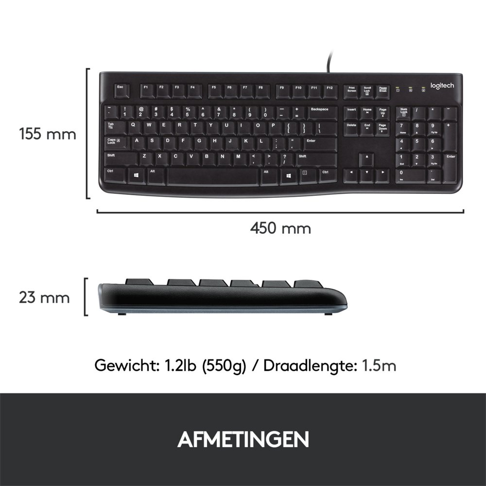 Logitech K120 | Zakelijk Bedraad Toetsenbord | QWERTY 14 Logitech K120 | Zakelijk Bedraad Toetsenbord | QWERTY - Afbeelding 14