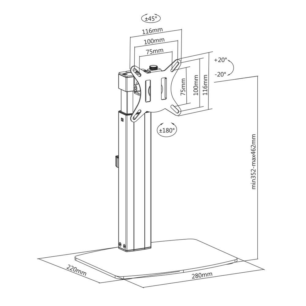 ACT AC8331 | In Hoogte Verstelbare Monitor-bureausteun | Tot 32" | Max 7kg | VESA 100x100 | 1 Monitor 4 ACT AC8331 | In Hoogte Verstelbare Monitor-bureausteun | Tot 32" | Max 7kg | VESA 100x100 | 1 Monitor - Afbeelding 4