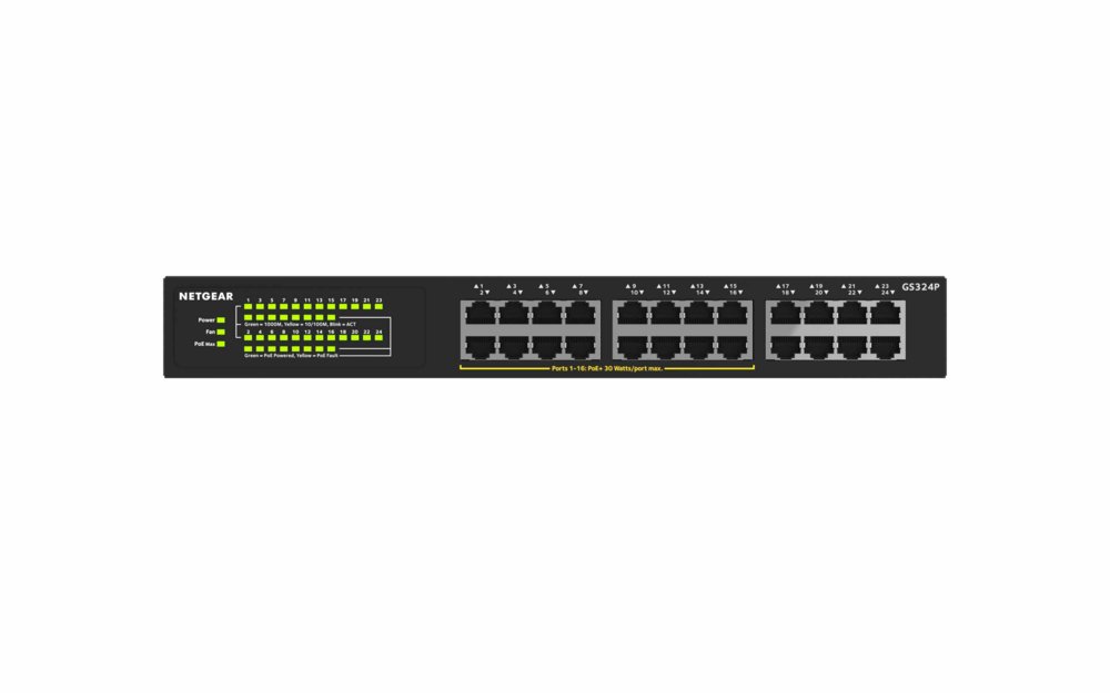 NETGEAR GS324P | Unmanaged | Gigabit Ethernet (10/100/1000 Mbps) | Power over Ethernet (PoE) | 1U 4 NETGEAR GS324P | Unmanaged | Gigabit Ethernet (10/100/1000 Mbps) | Power over Ethernet (PoE) | 1U - Afbeelding 4