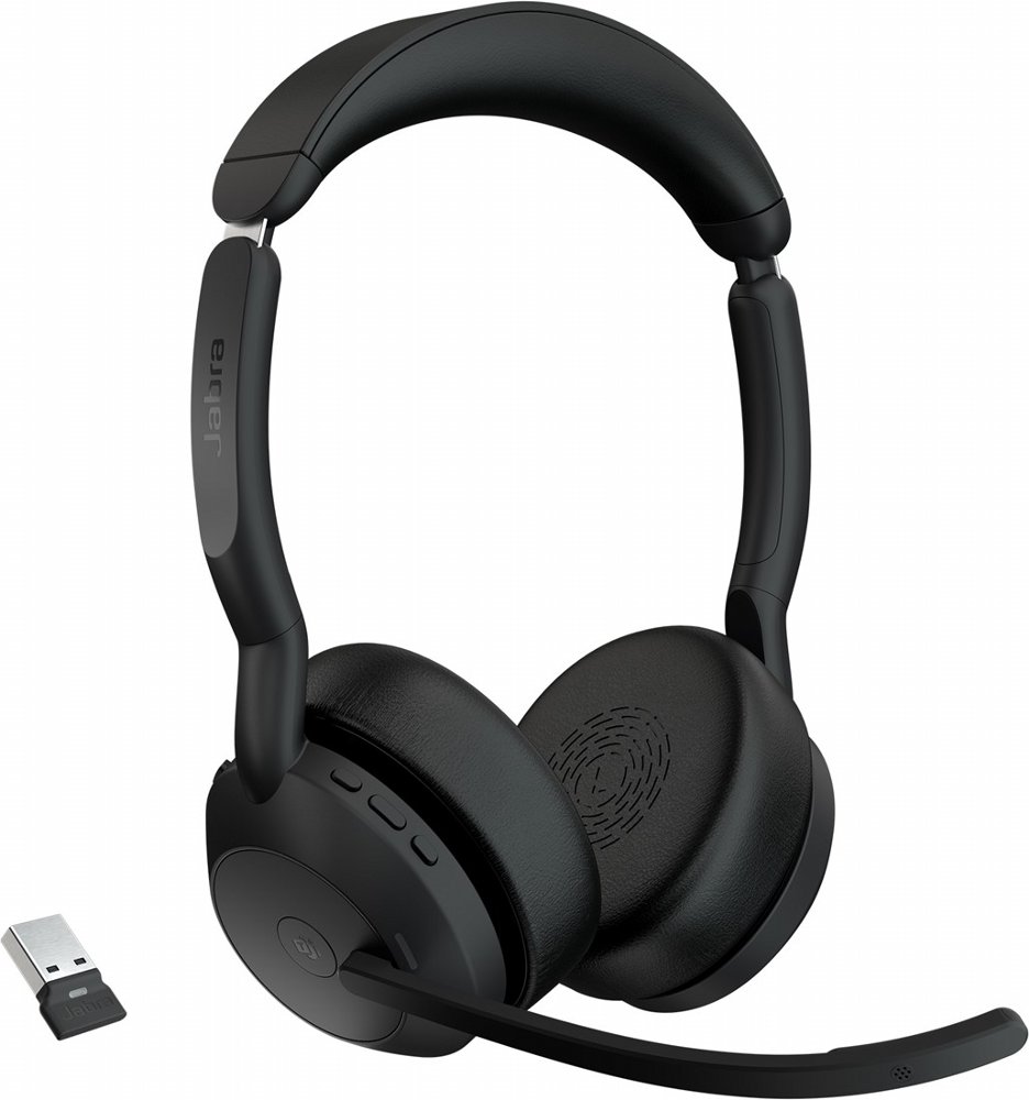 Jabra Evolve2 55 Link380a MS Stereo | Bluetooth Headset (ANC) | USB-A Dongle | Oplaadstandaard | Zwart 1 Jabra Evolve2 55 Link380a MS Stereo | Bluetooth Headset (ANC) | USB-A Dongle | Oplaadstandaard | Zwart
