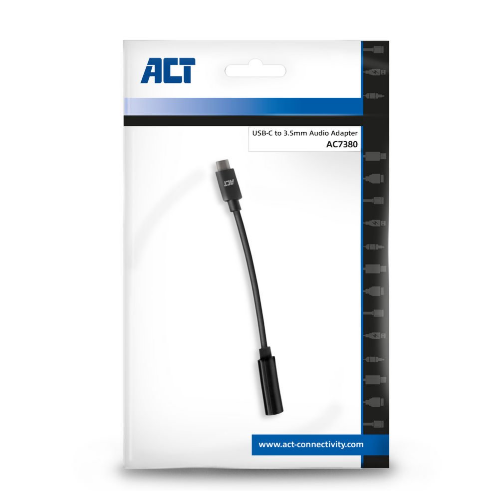 ACT AC7380 | 3.5mm naar USB Type-C | 0,11 Meter | Audiokabel Tussenstuk | Zwart 4 ACT AC7380 | 3.5mm naar USB Type-C | 0,11 Meter | Audiokabel Tussenstuk | Zwart - Afbeelding 4
