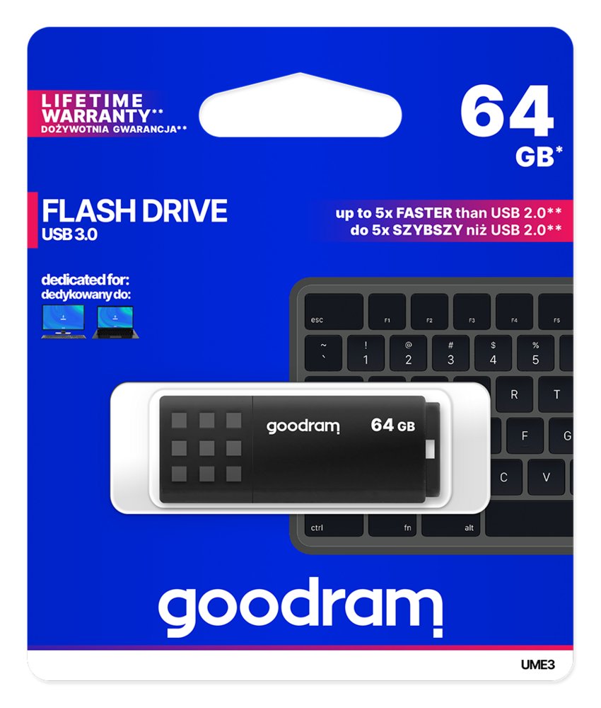 Goodram UME3 | 64GB USB-A 3.2 Flash Drive | Zwart 5 Goodram UME3 | 64GB USB-A 3.2 Flash Drive | Zwart - Afbeelding 5