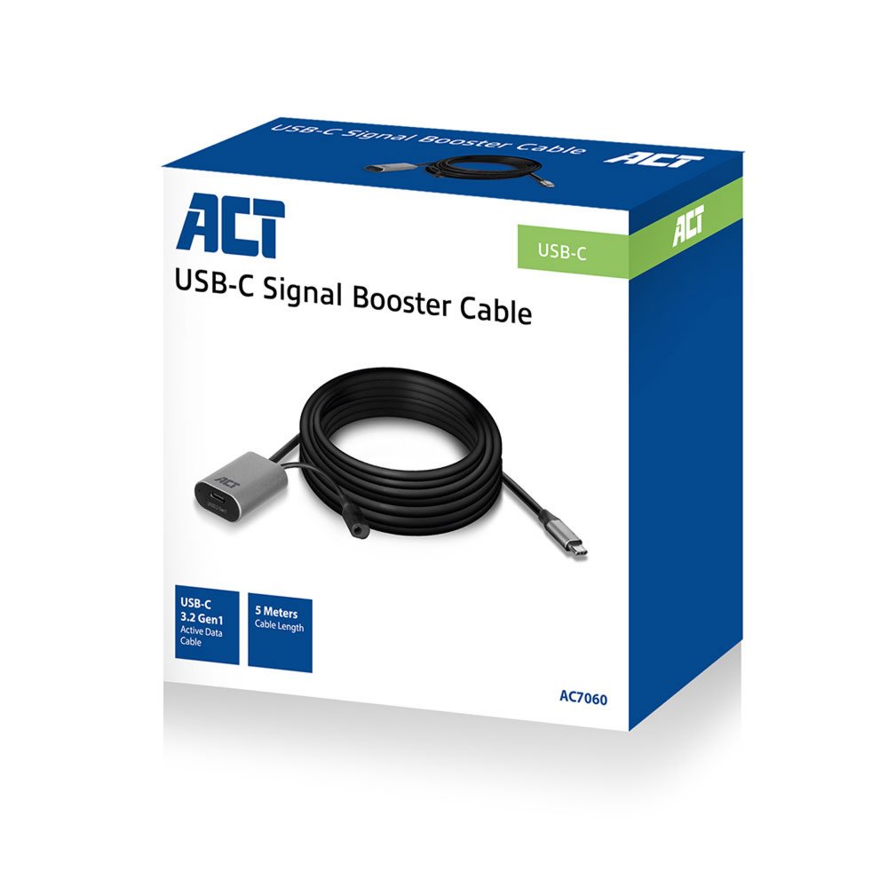 ACT AC7060 | USB-C Verlengkabel met Signaalversterker | 5m | Zwart 6 ACT AC7060 | USB-C Verlengkabel met Signaalversterker | 5m | Zwart - Afbeelding 6