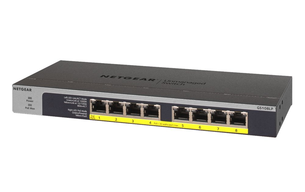 NETGEAR GS108LP | Unmanaged Switch | 8 Poorten | Gigabit Ethernet (10/100/1000 Mbps) | 8x PoE+ (60W) | FlexPoE | Fanless | 1U Rackmount 4 NETGEAR GS108LP | Unmanaged Switch | 8 Poorten | Gigabit Ethernet (10/100/1000 Mbps) | 8x PoE+ (60W) | FlexPoE | Fanless | 1U Rackmount - Afbeelding 4
