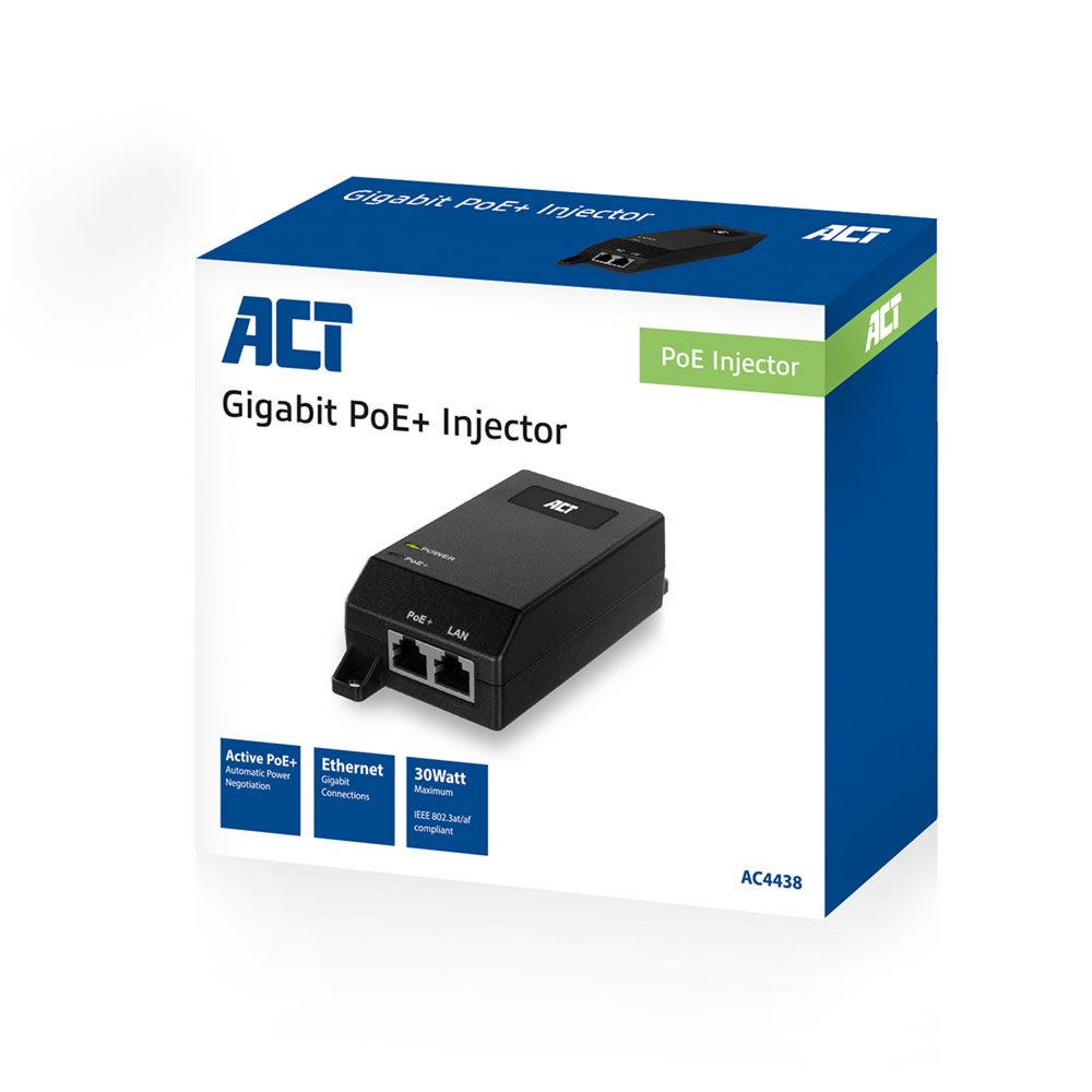 ACT AC4438 | Gigabit PoE+ Injector | 30W | IEEE 802.3af/at | 1x LAN 5 ACT AC4438 | Gigabit PoE+ Injector | 30W | IEEE 802.3af/at | 1x LAN - Afbeelding 5