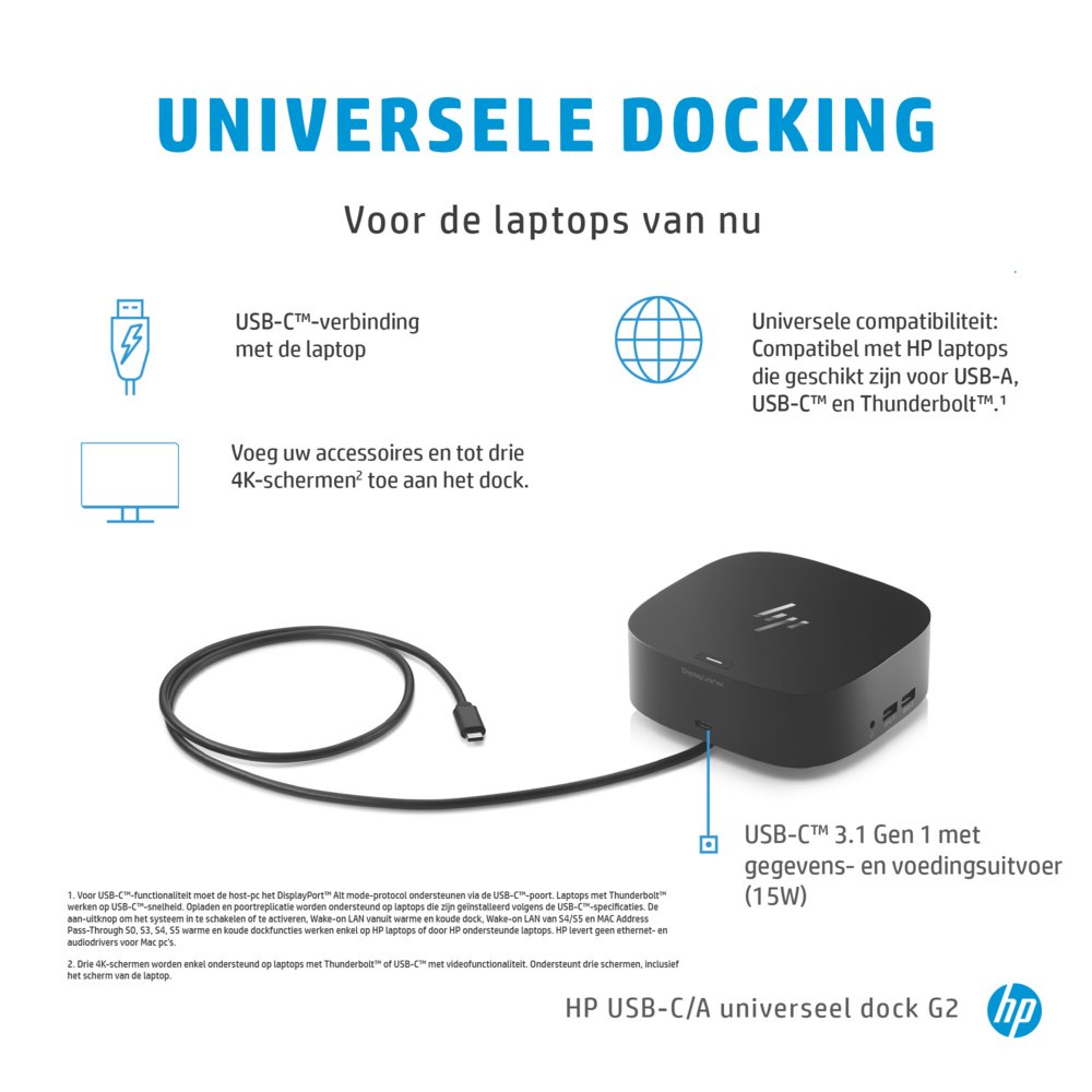 HP 26D32AA G5 | USB-C Docking Station | Dual 4K Display | Zwart 9 HP 26D32AA G5 | USB-C Docking Station | Dual 4K Display | Zwart - Afbeelding 9