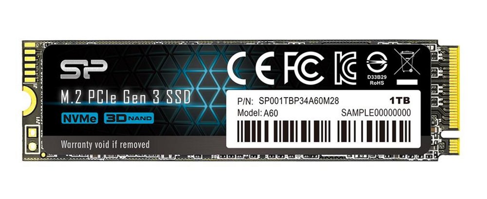 Silicon Power A60 | 1TB NVMe SSD | M.2 Gen3 | 2.200MB/s Lezen | 1.600MB/s Schrijven 1 Silicon Power A60 | 1TB NVMe SSD | M.2 Gen3 | 2.200MB/s Lezen | 1.600MB/s Schrijven
