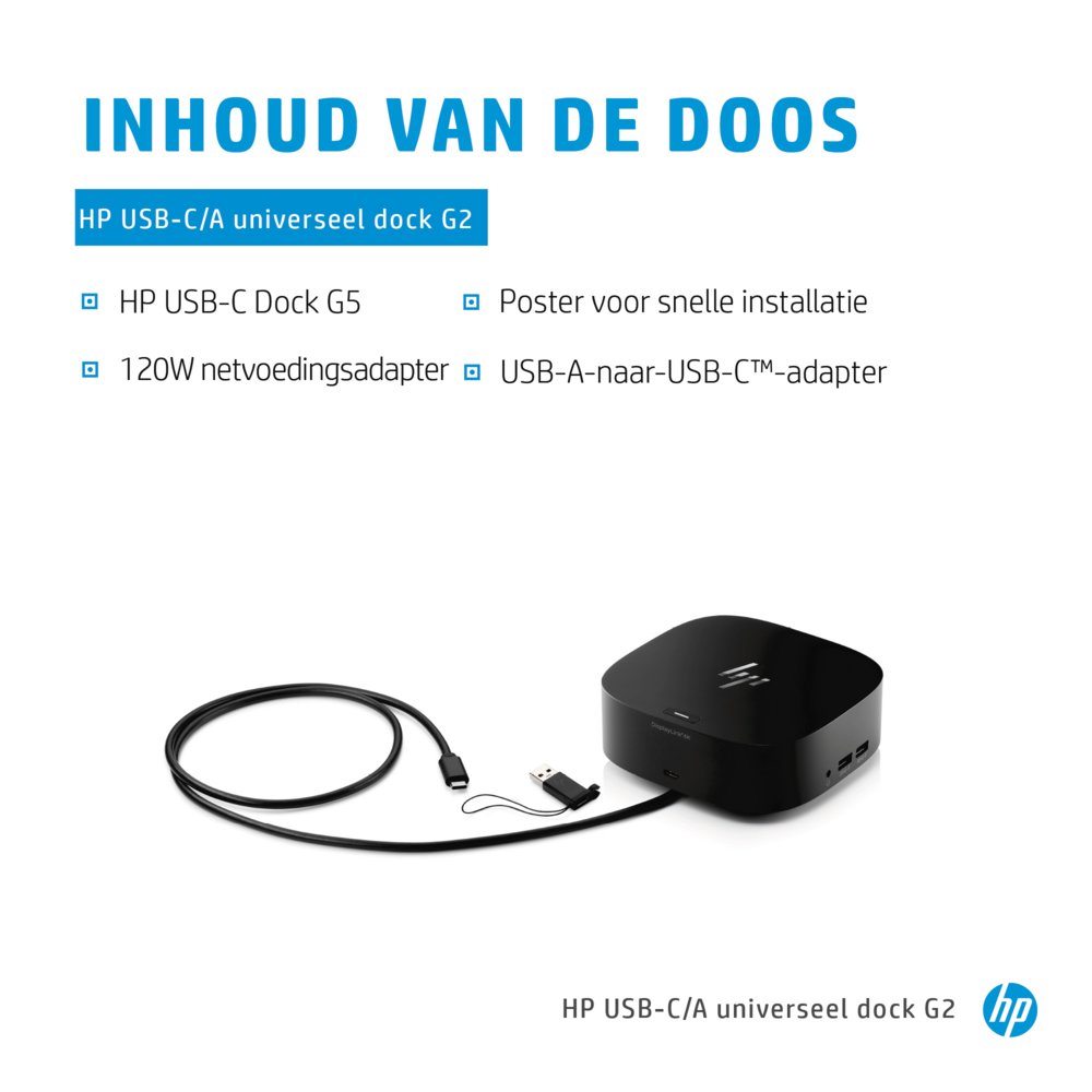 HP 26D32AA G5 | USB-C Docking Station | Dual 4K Display | Zwart 8 HP 26D32AA G5 | USB-C Docking Station | Dual 4K Display | Zwart - Afbeelding 8